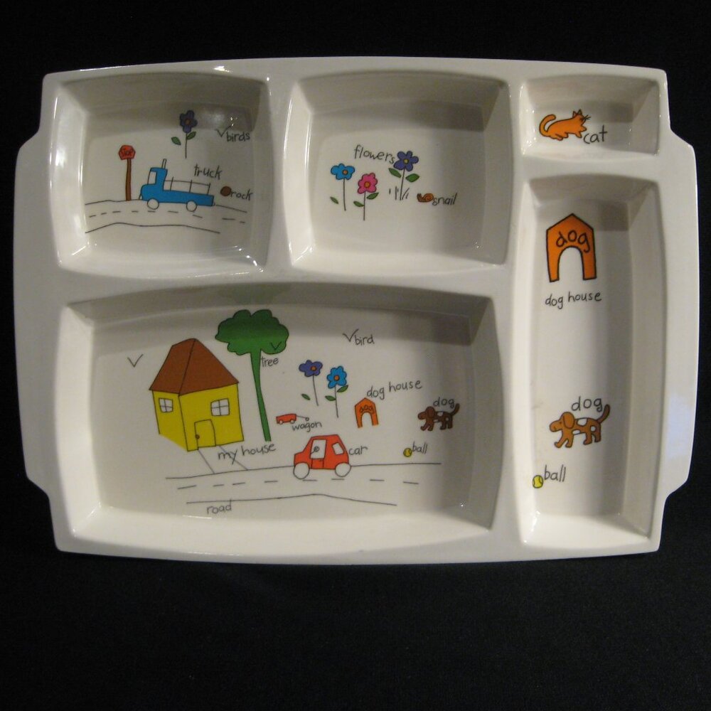 ANACAPA MELAMINE WARE CHILD'S HANDLED SECTIONED DINNER PLATE